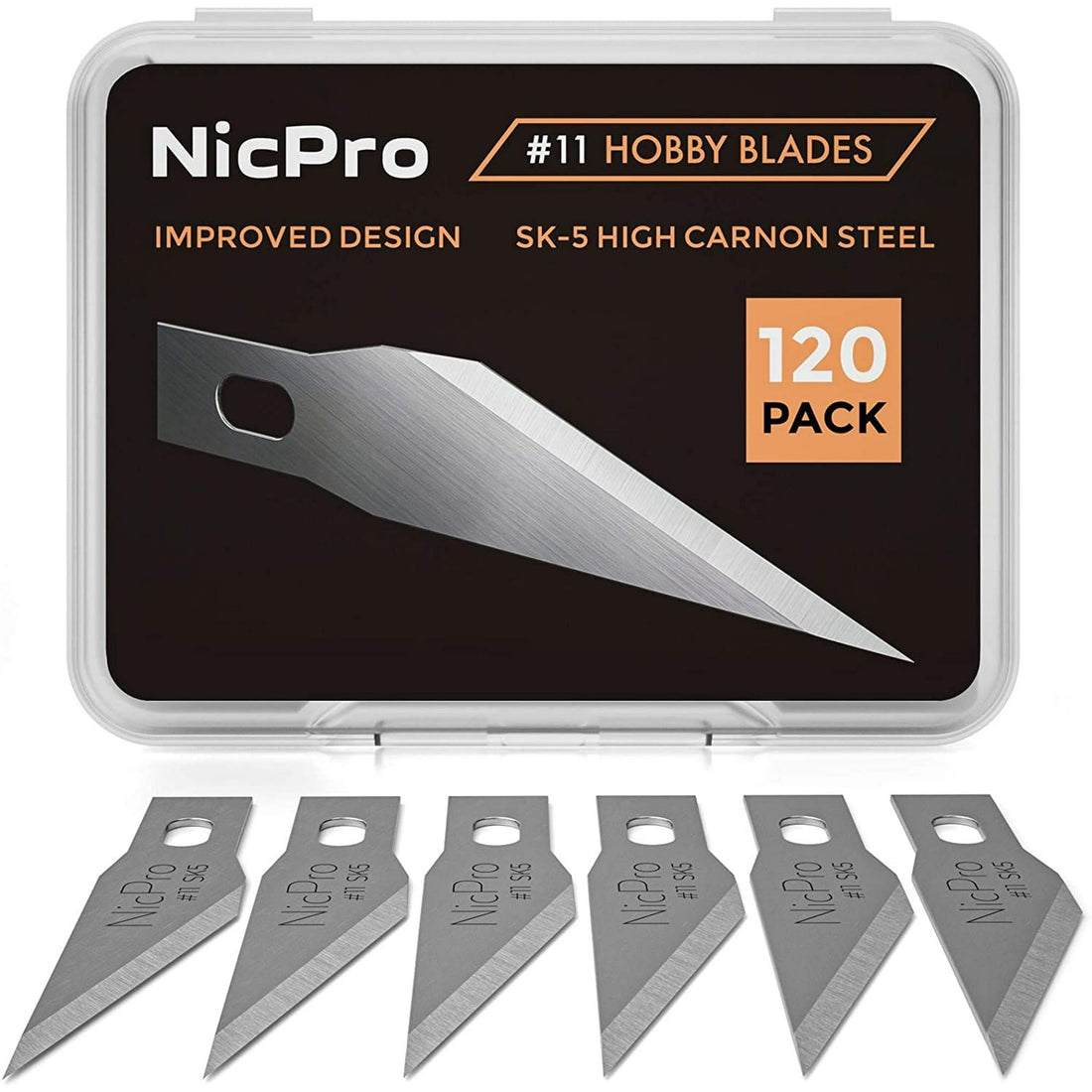 Nicpro 120-Piece #11 Craft Knife Replacement Blades with Storage Case