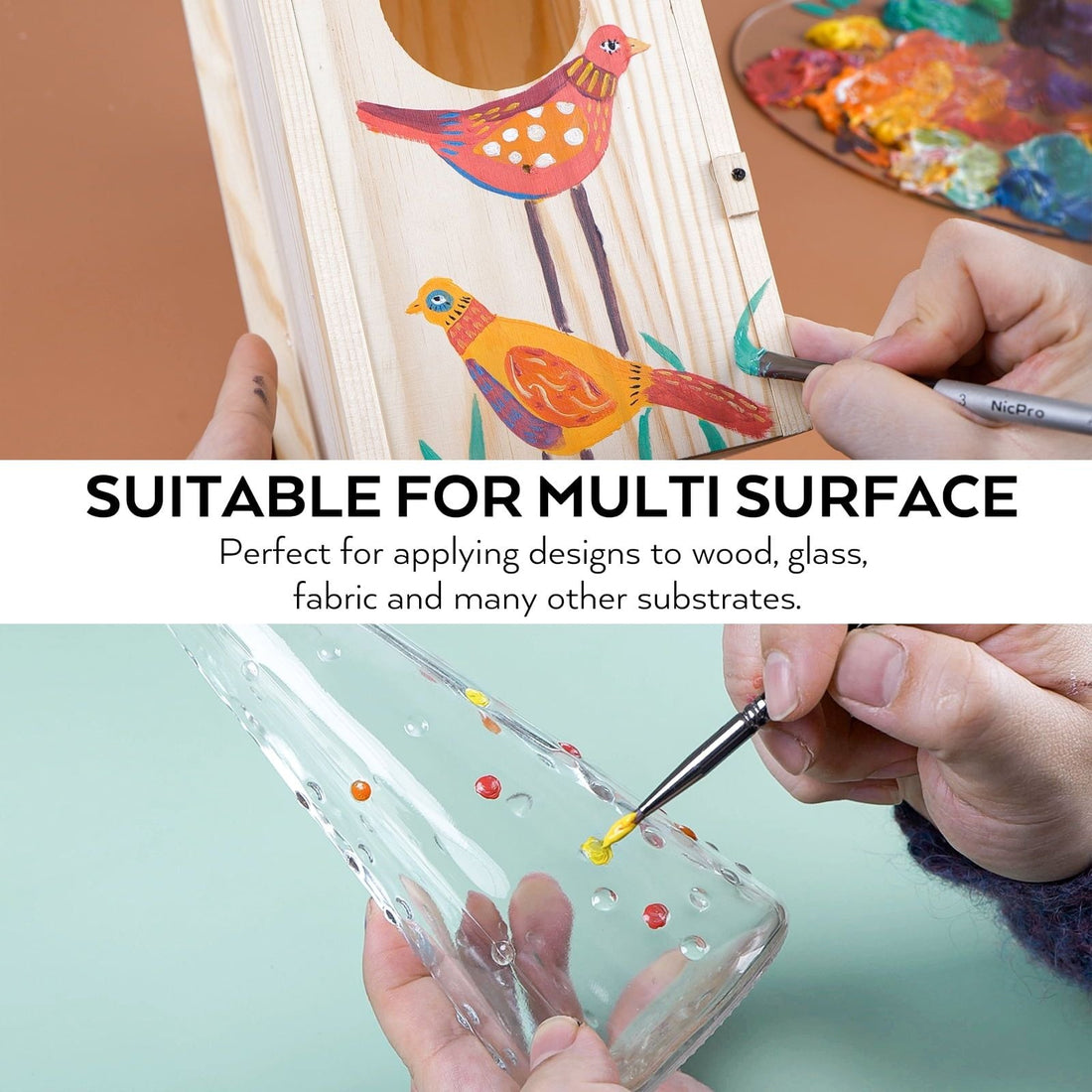 Nicpro 14-Color Acrylic Paint Set – 16.9 oz (500 ml) Bottles