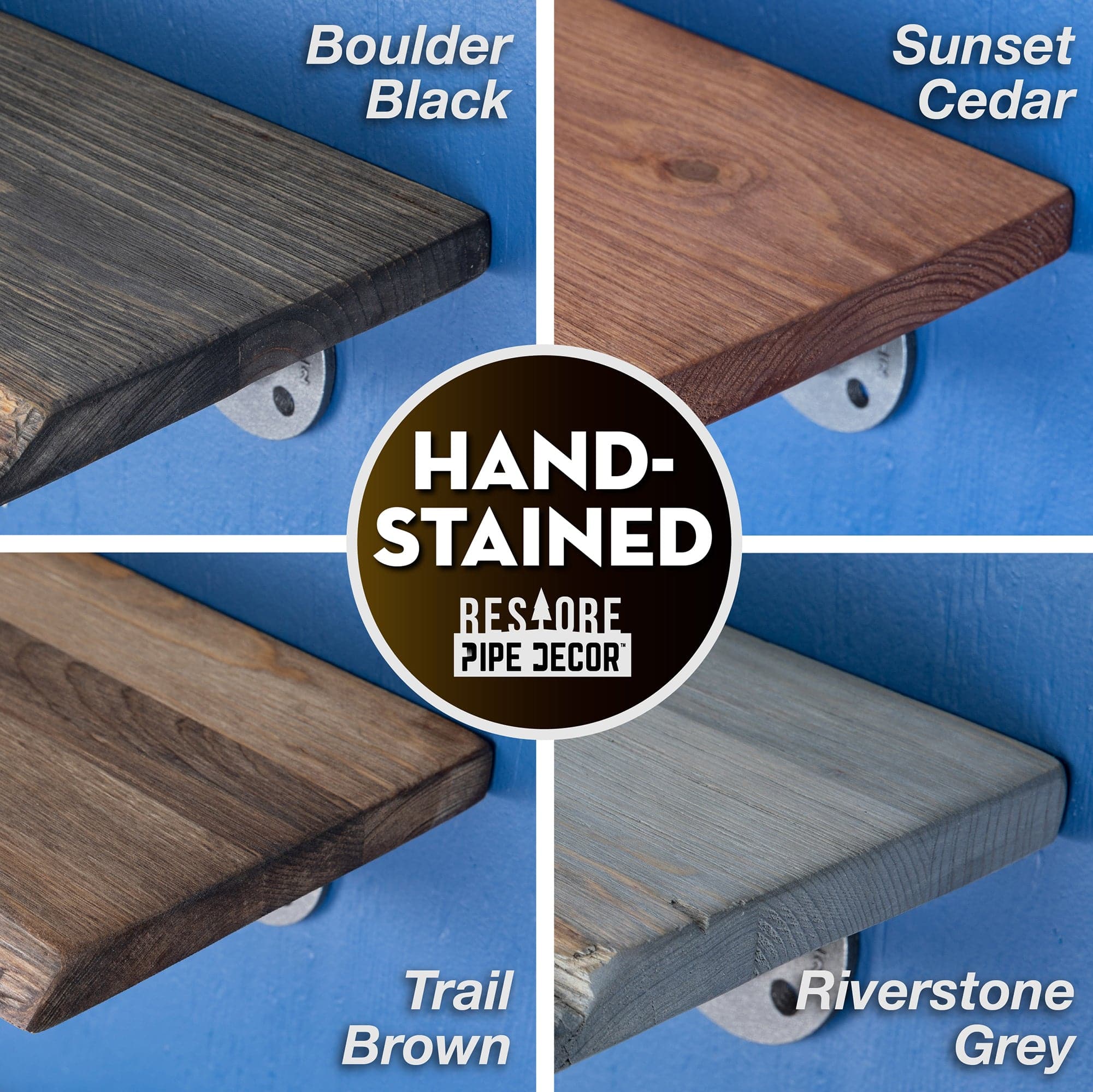 24” Trail Brown Live Edge Wood Shelf with L-Shaped Pipe Brackets (2-Pack)