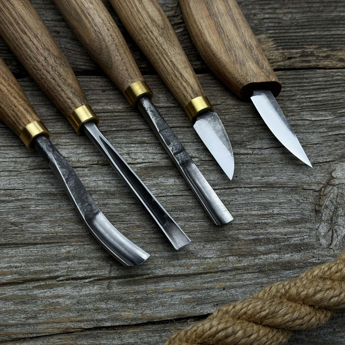 5-Piece Wood Carving Tool Set with Sharpening Board & Leather Case