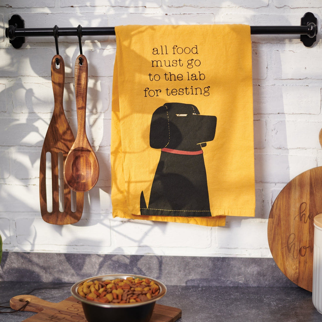 All Food Must Go To The Lab For Testing Dog Dish Cloth Towel | Black Lab, Labrador Retriever Pun