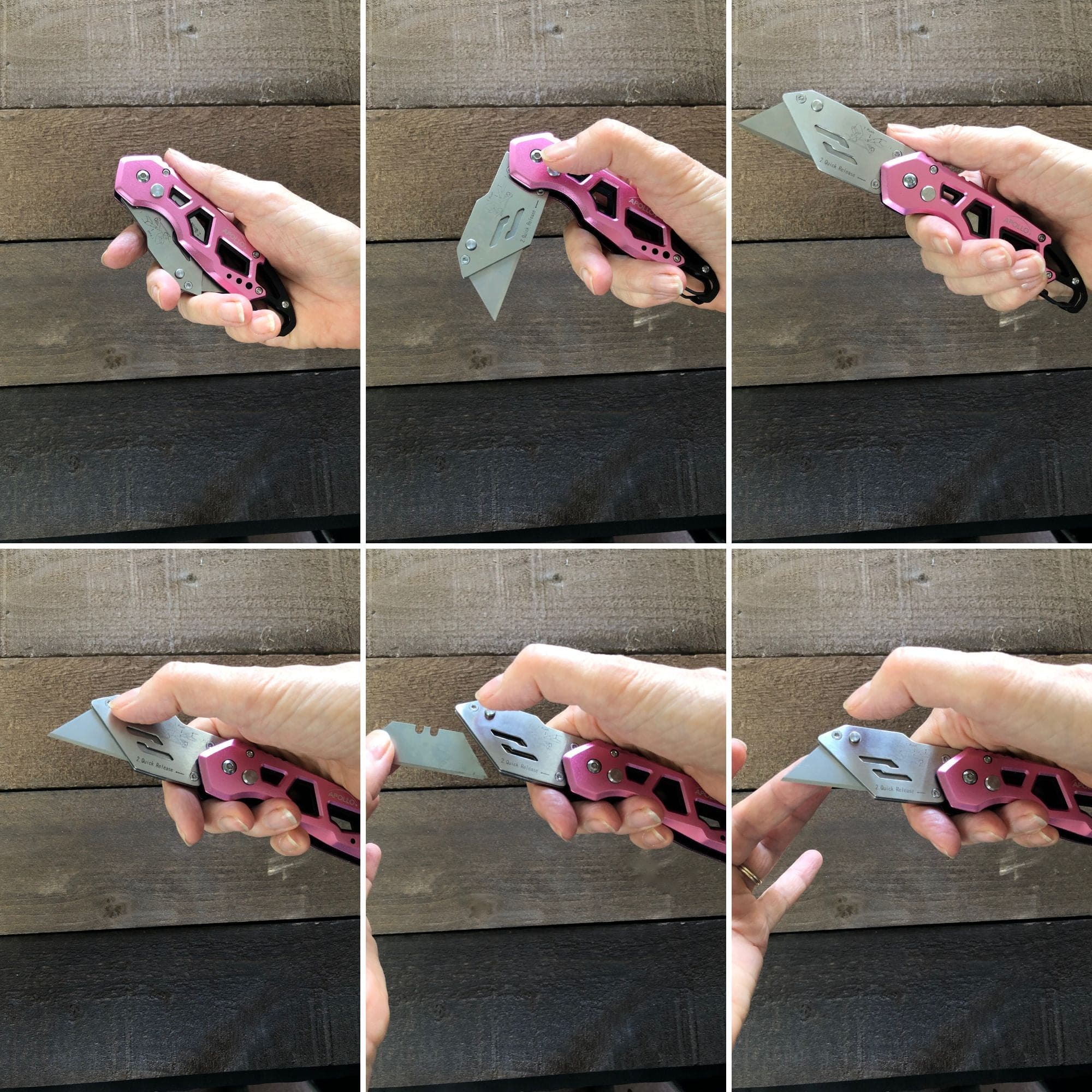 Foldable Pink Utility Knife with Carabiner & Quick-Change Blade – DT5017P