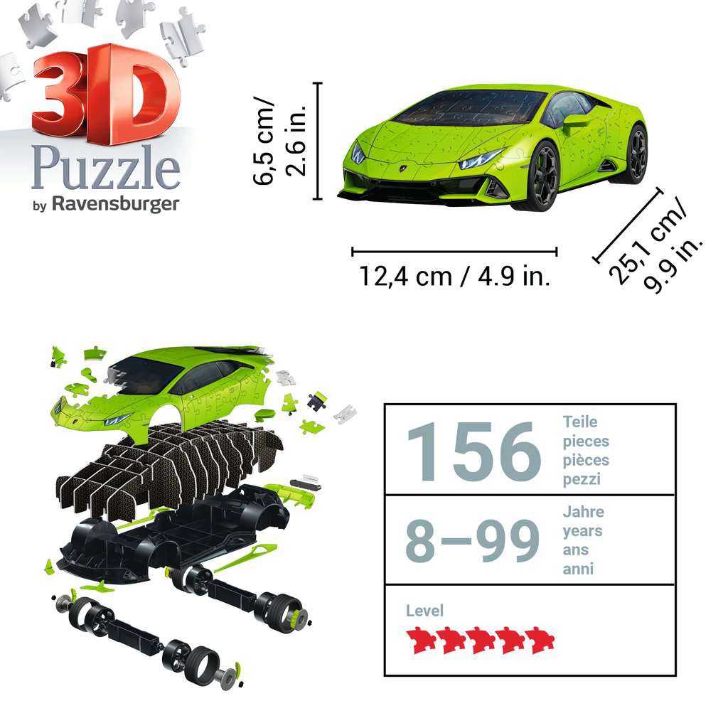 Lamborghini Huracán EVO Green 156 Piece 3D Jigsaw Puzzle Ravensburger