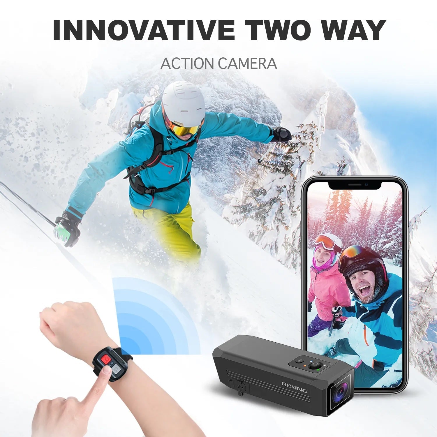 Rexing A1 Dual Action Camera – Front & Back 1080p with Wi-Fi