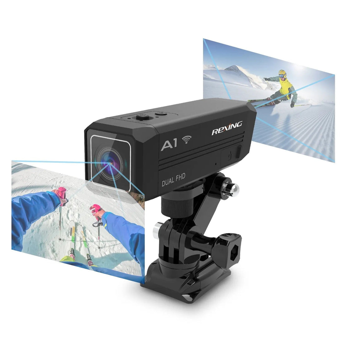 Rexing A1 Dual Action Camera – Front & Back 1080p with Wi-Fi