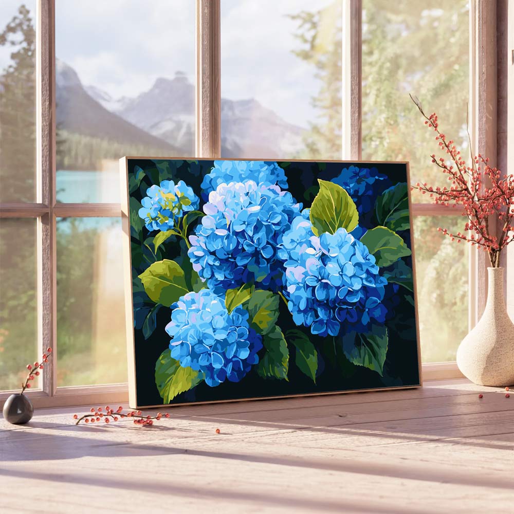 Blue Hydrangeas - Paint By Numbers Kit
