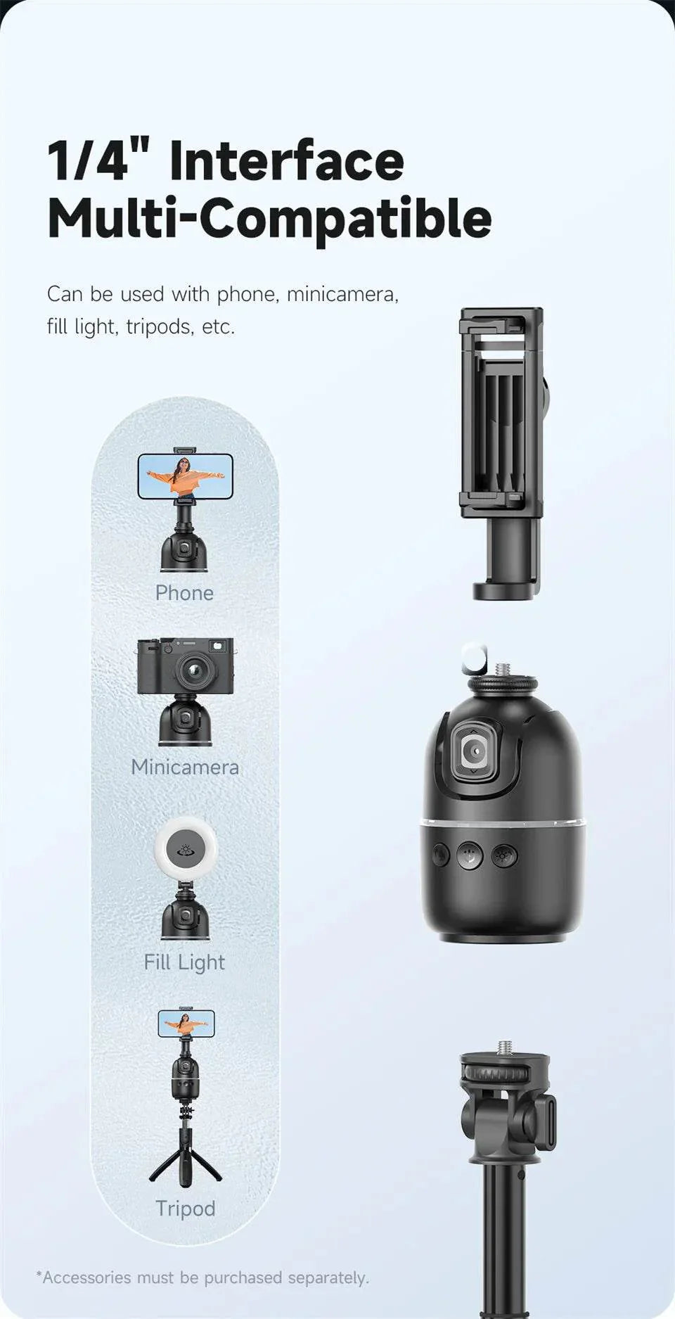 AI Smart 360° Face Tracking Smartphone Gimbal Stabilizer