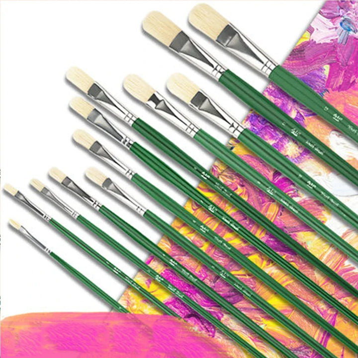 Oil Acrylic Watercolor Bristle Paint Brushes 100% Natural Chungking Hog Hair Filbert Paint brush Set Drawing Art Supplies