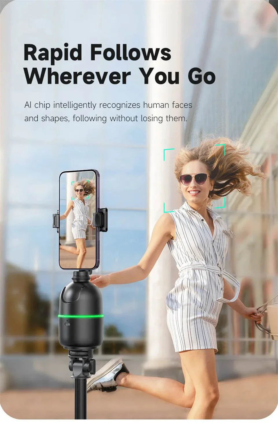 AI Smart 360° Face Tracking Smartphone Gimbal Stabilizer