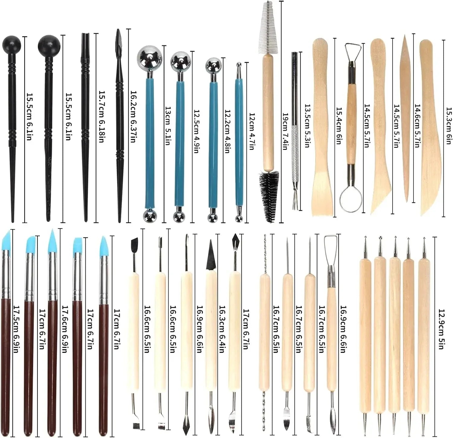 Pottery Clay Sculpting Tools Kit - 8-61 Pcs for Carving, Shaping & Modeling
