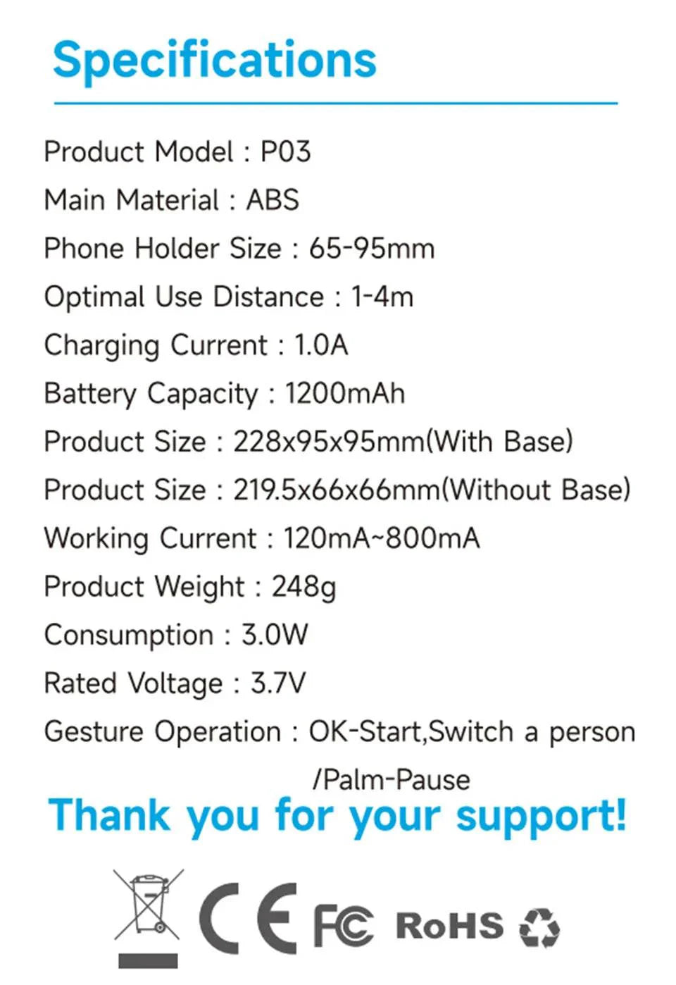 AI Smart 360° Face Tracking Smartphone Gimbal Stabilizer