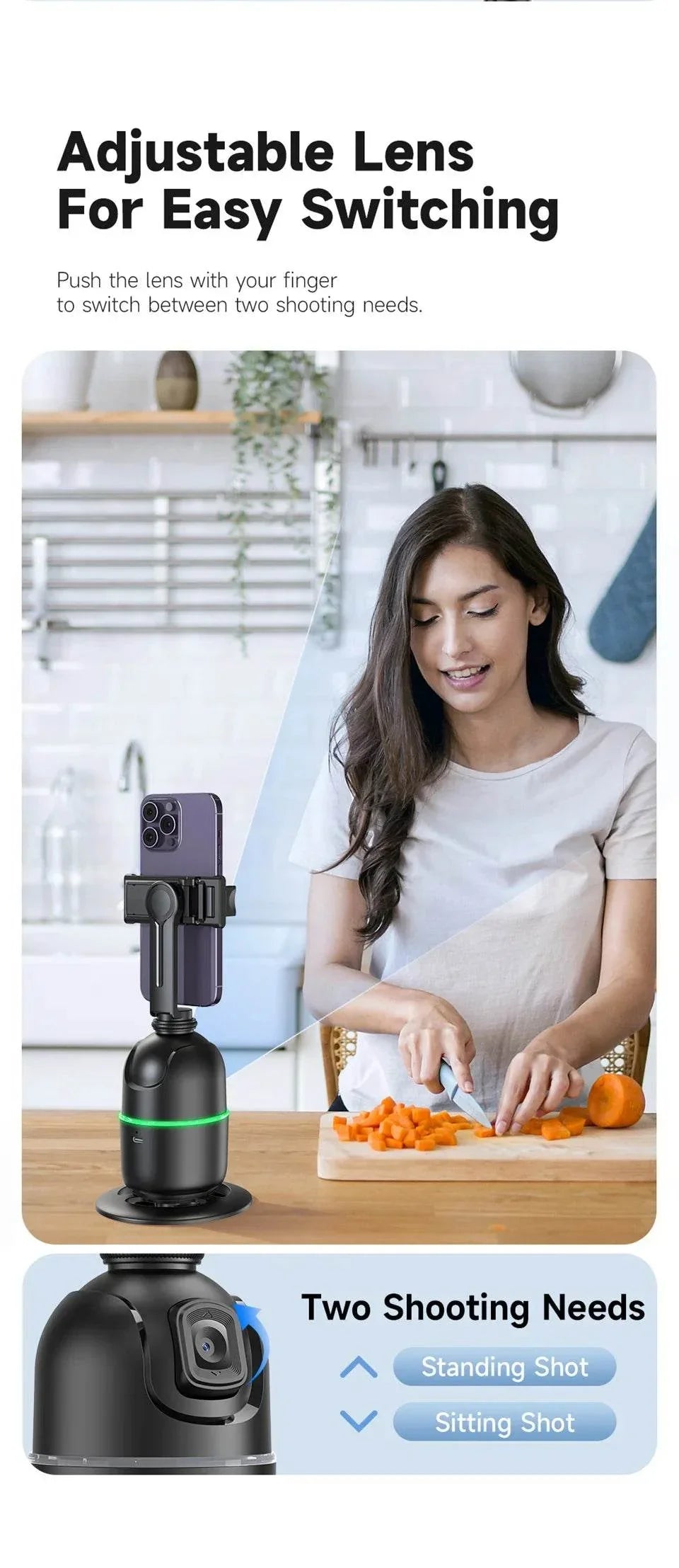 AI Smart 360° Face Tracking Smartphone Gimbal Stabilizer