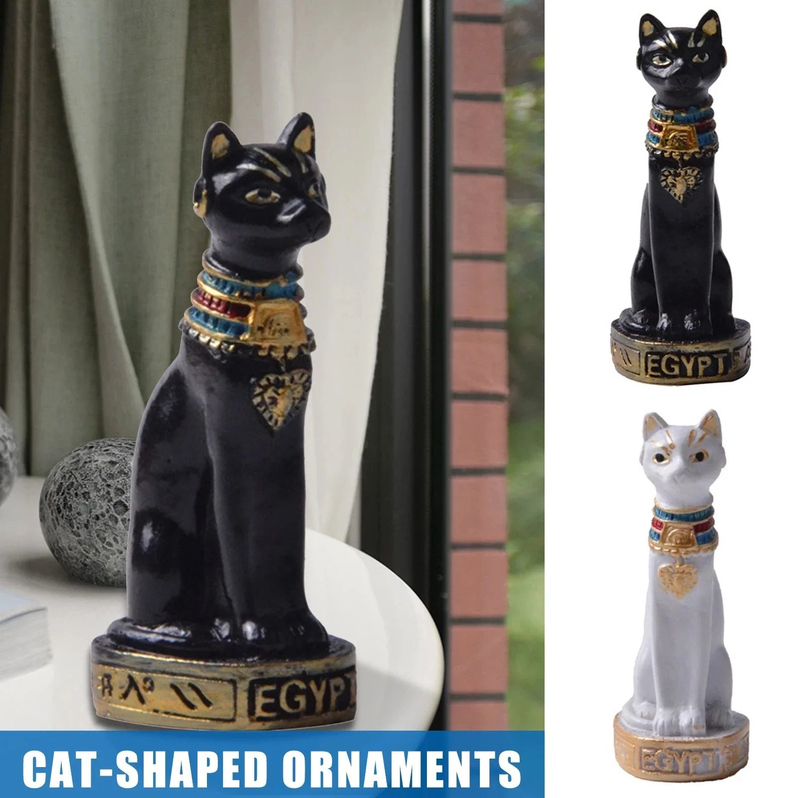 Egyptian Cat Miniature Statue – Retro Cartoon Desk Ornament