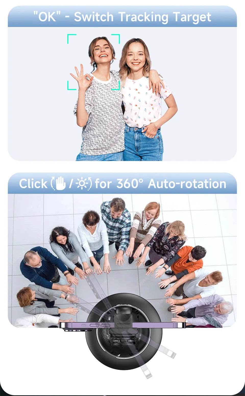 AI Smart 360° Face Tracking Smartphone Gimbal Stabilizer