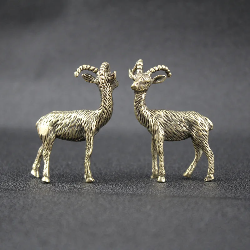 Retro Brass Goat & Cow Miniature Desk Decoration