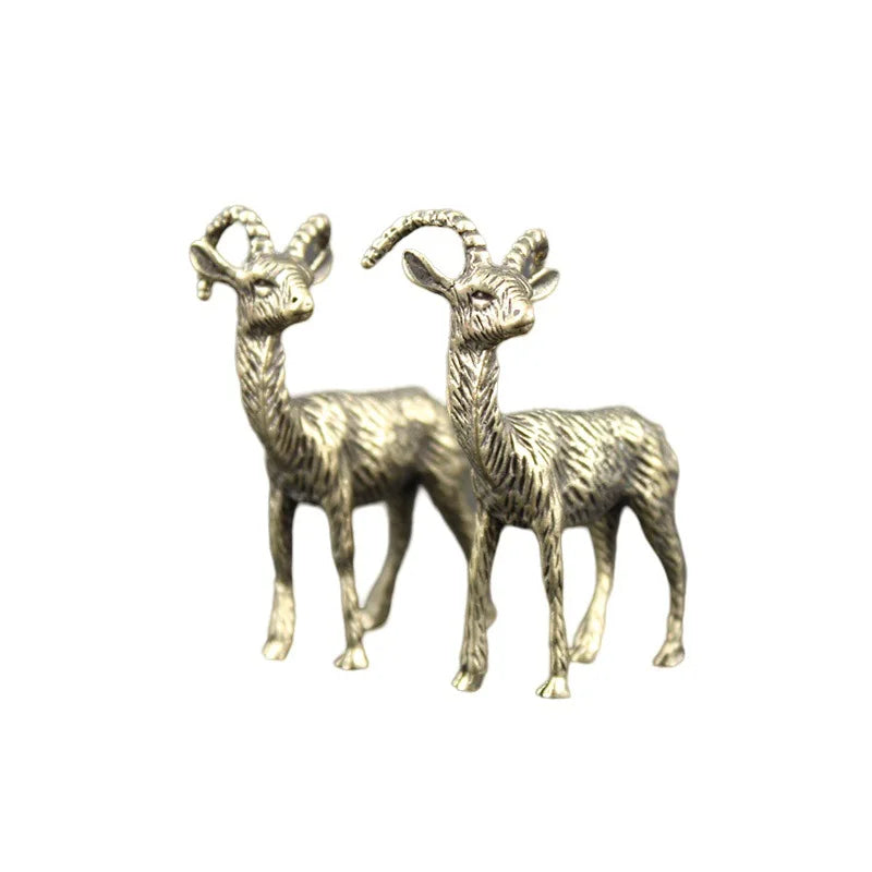 Retro Brass Goat & Cow Miniature Desk Decoration