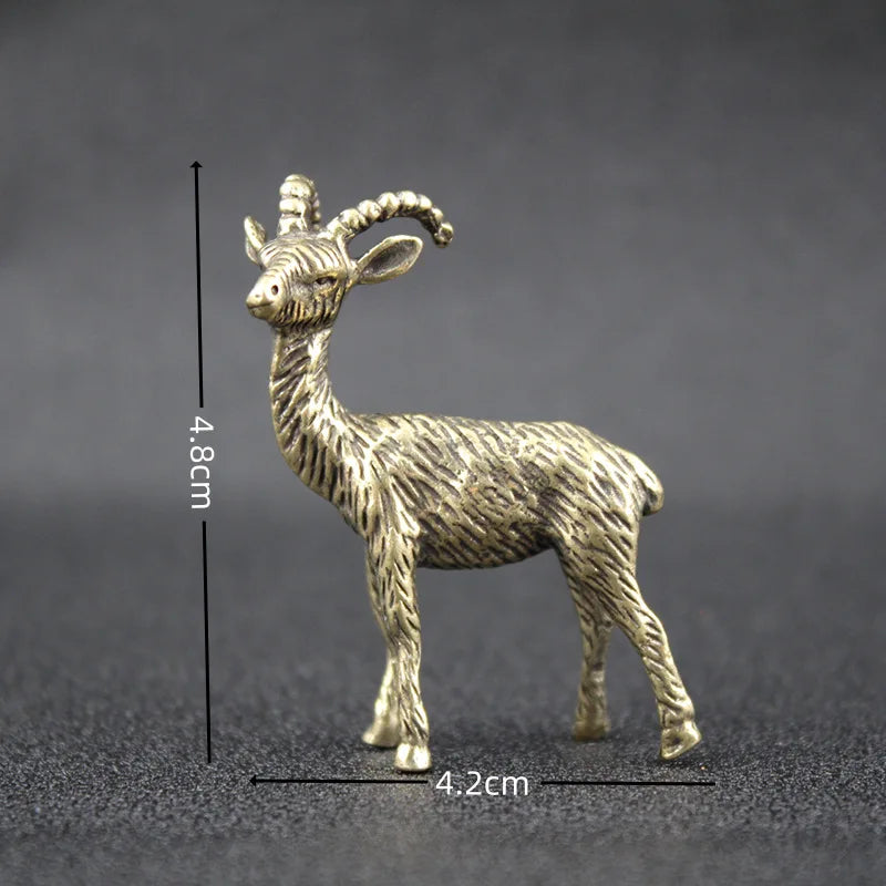 Retro Brass Goat & Cow Miniature Desk Decoration
