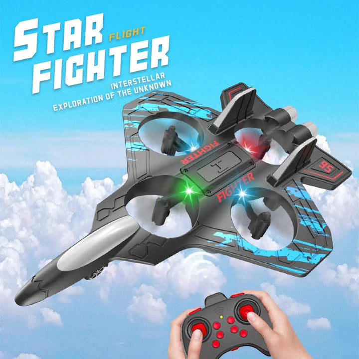Glider Flying Helicopter RC Hobby Jet Plane 2.4G Stunt Remote Control Foam Fighter Airplane Toy With Light