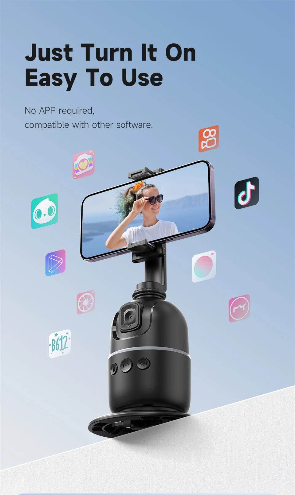 AI Smart 360° Face Tracking Smartphone Gimbal Stabilizer