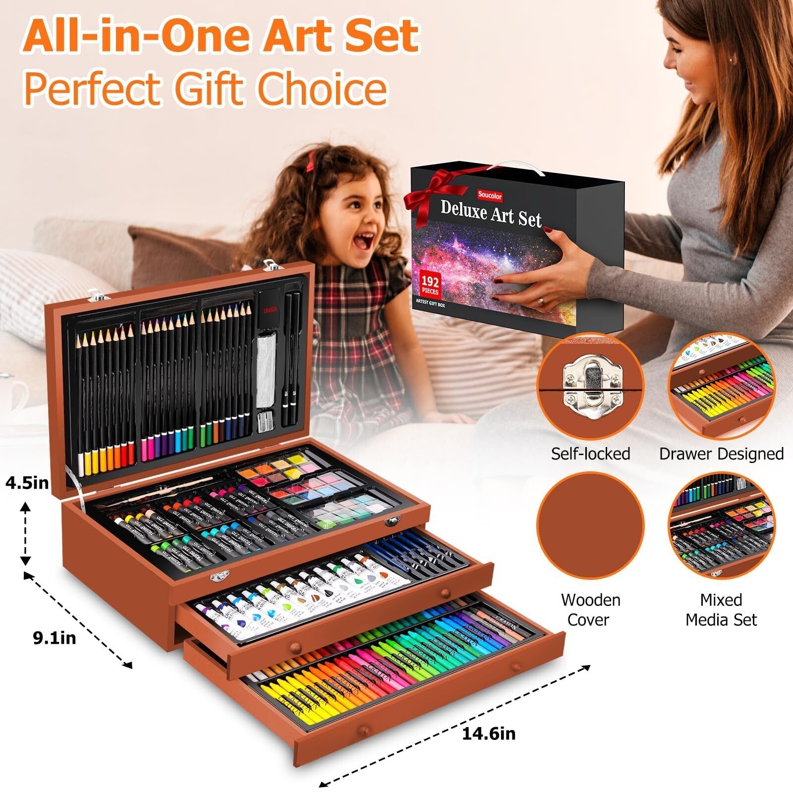 192-Piece Deluxe Art Supplies Set – Drawing & Painting Kit