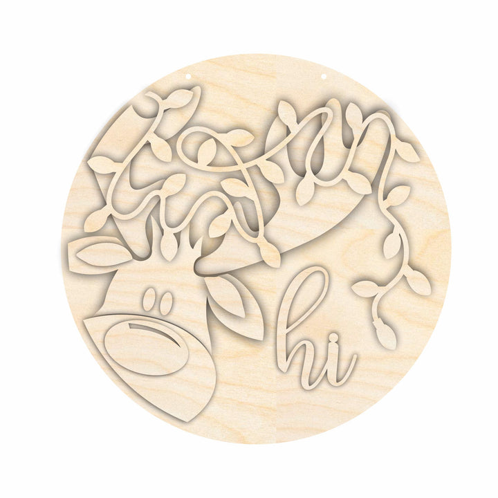 Unfinished Wood Christmas Reindeer Door Sign Kit
