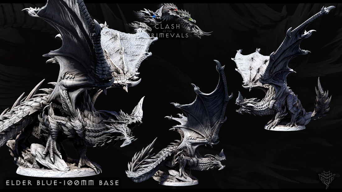 Elder Blue Dragon Miniature – Clash of the Primevals