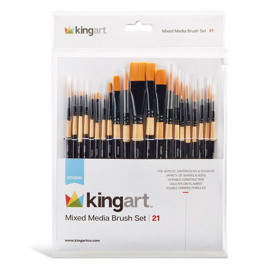 Studio Golden 21-Piece Nylon Mixed Media Brush Set