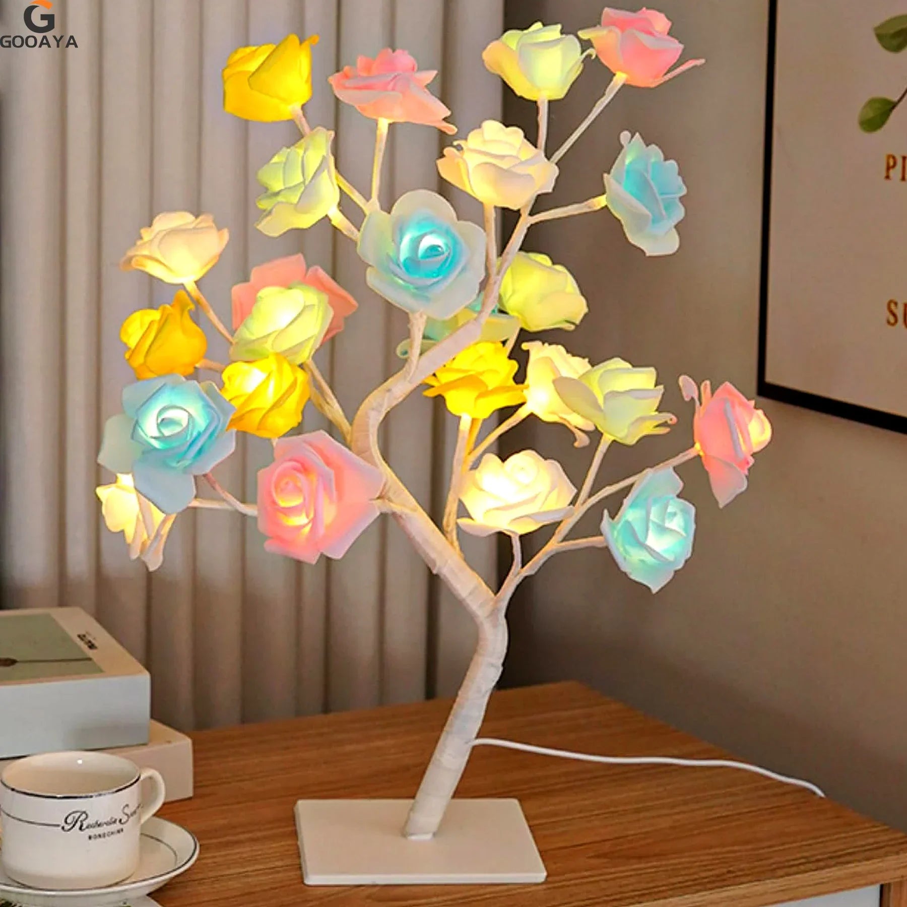LED Rose Leaf Table Lamp – USB Fairy Night Light