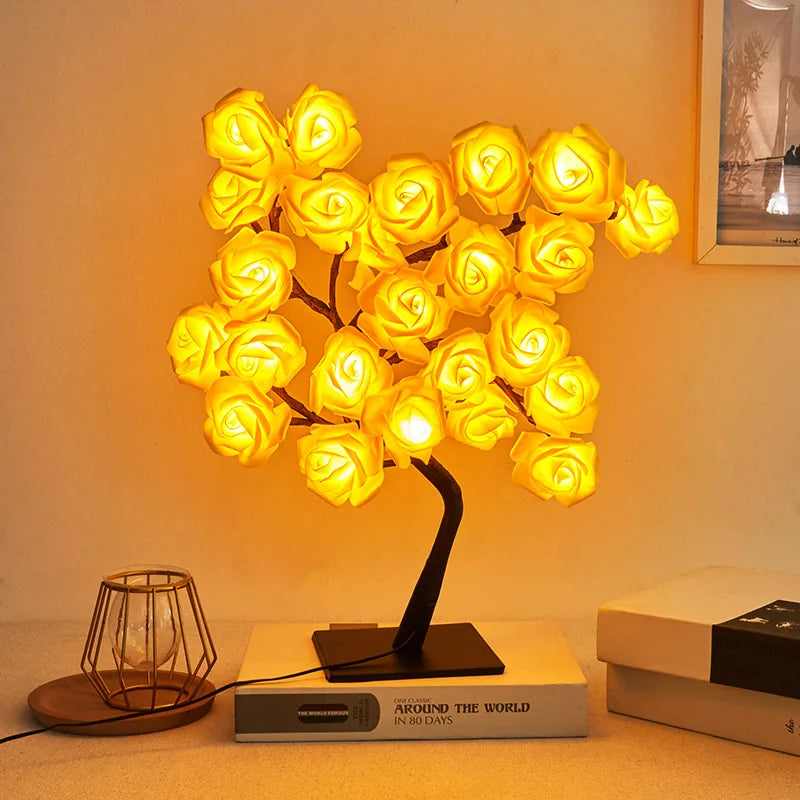 LED Rose Leaf Table Lamp – USB Fairy Night Light