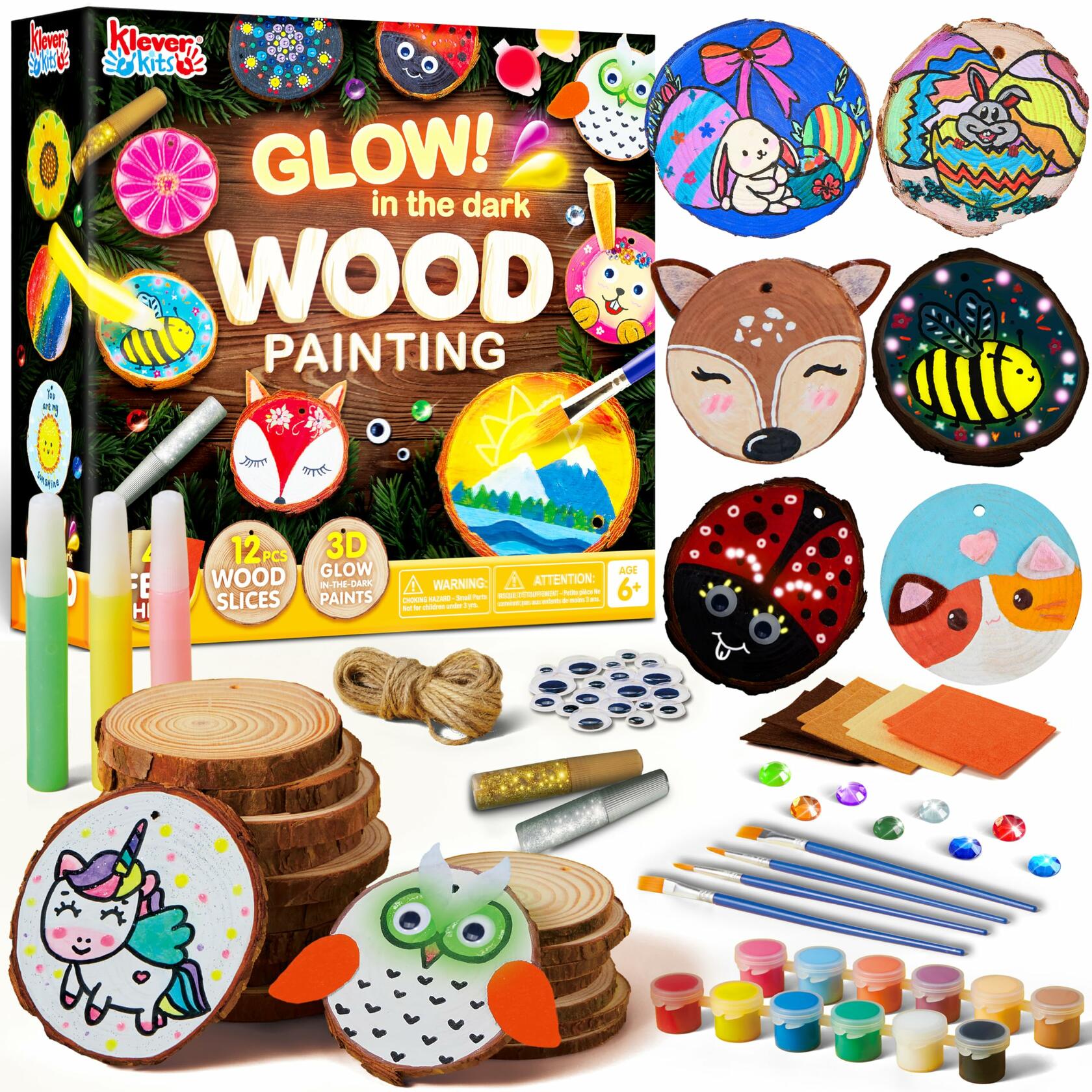 Klever Kits Glow-in-the-Dark Wooden Painting Craft Kit – Ages 6-12