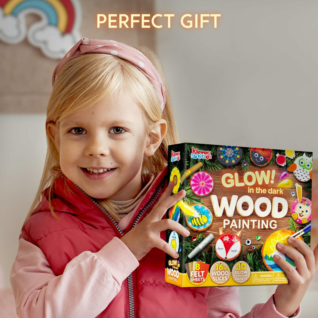 Klever Kits Glow-in-the-Dark Wooden Painting Craft Kit – Ages 6-12