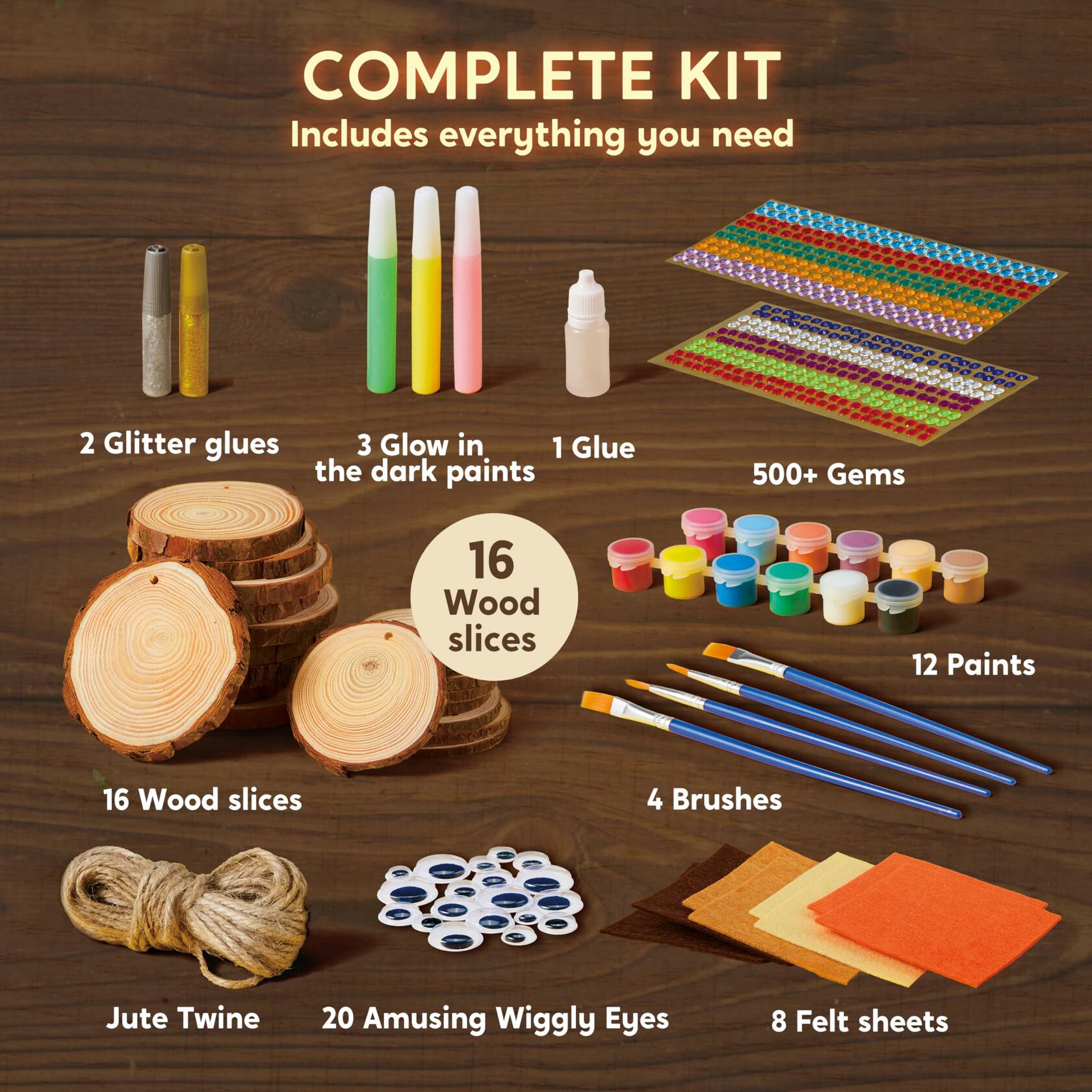 Klever Kits Glow-in-the-Dark Wooden Painting Craft Kit – Ages 6-12