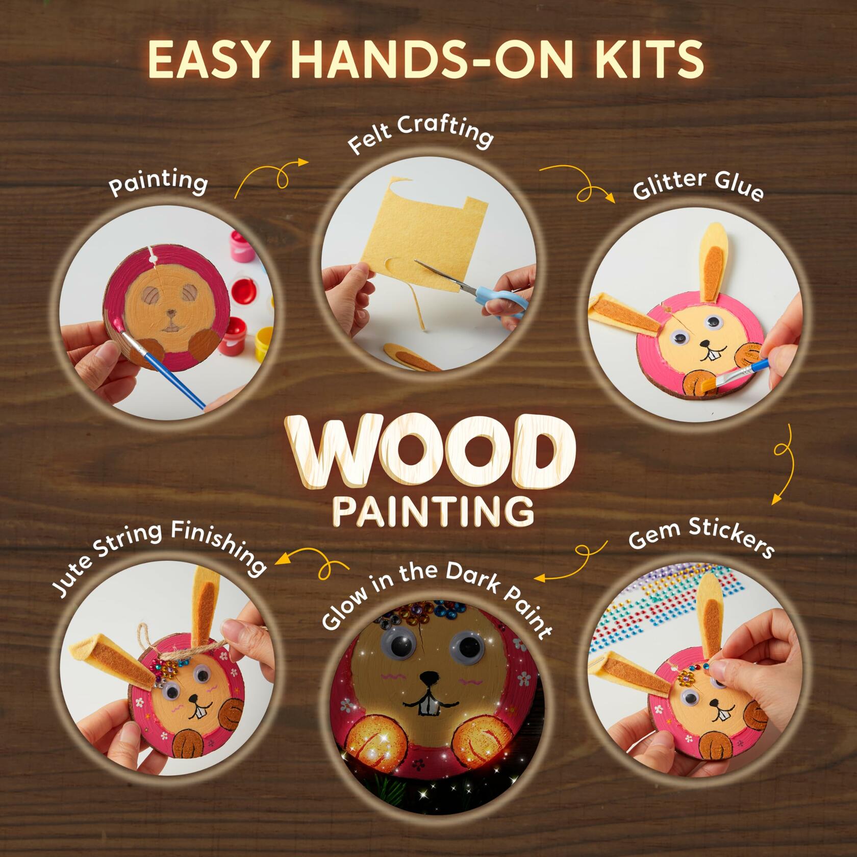 Klever Kits Glow-in-the-Dark Wooden Painting Craft Kit – Ages 6-12