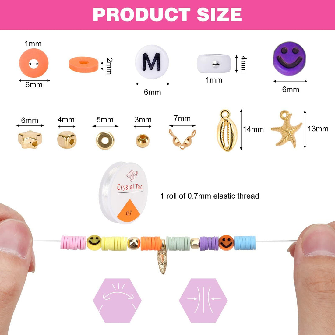 QUEFE 3800pcs Clay Beads Jewelry Making Kit 6mm 16 Colors Letter Beads