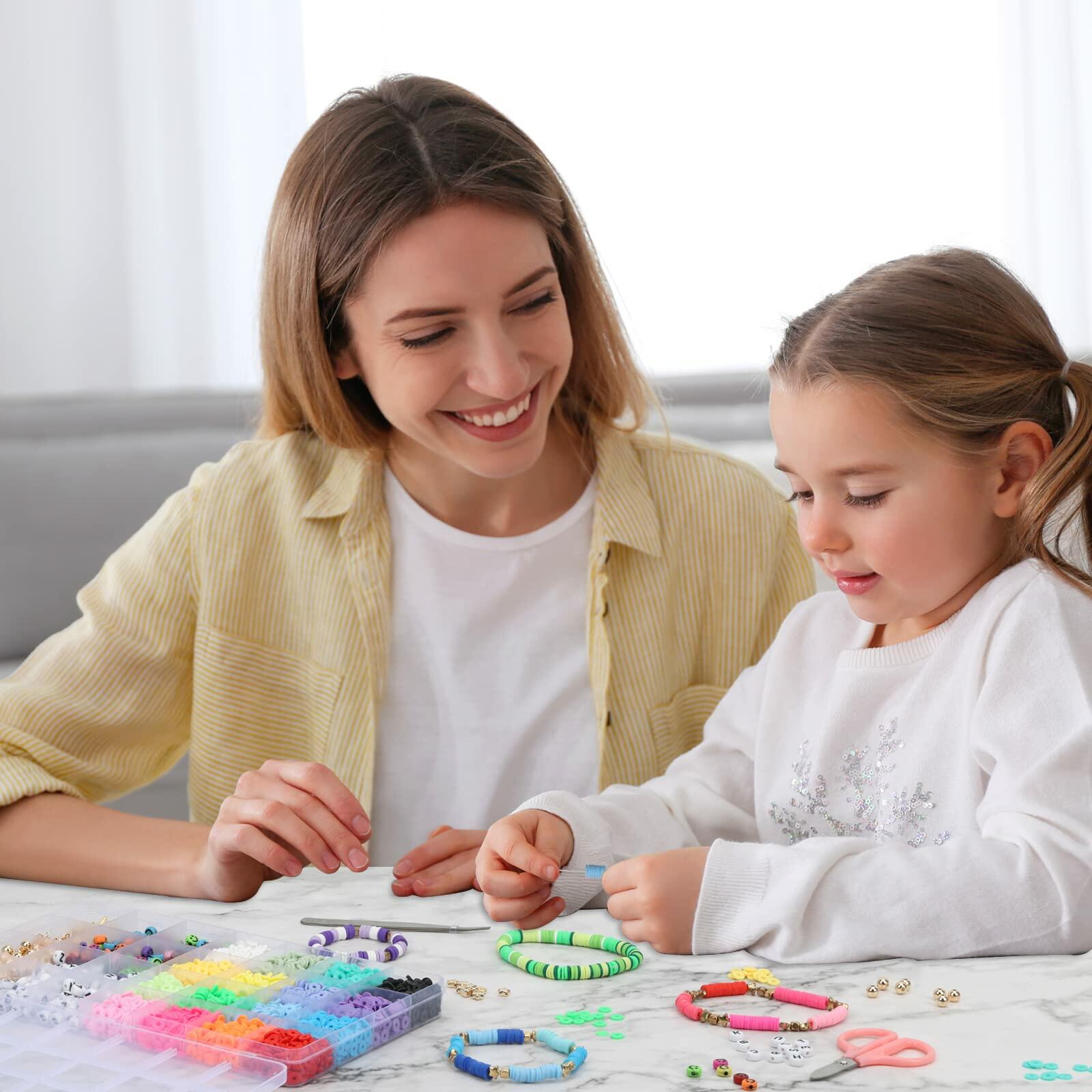 QUEFE 3800pcs Clay Beads Jewelry Making Kit 6mm 16 Colors Letter Beads