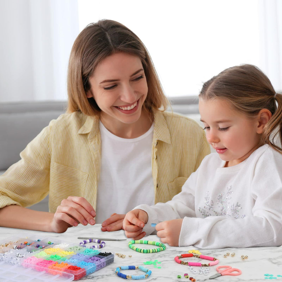 QUEFE 3800pcs Clay Beads Jewelry Making Kit 6mm 16 Colors Letter Beads