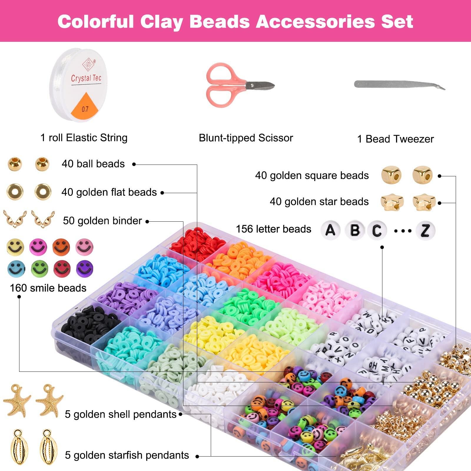 QUEFE 3800pcs Clay Beads Jewelry Making Kit 6mm 16 Colors Letter Beads