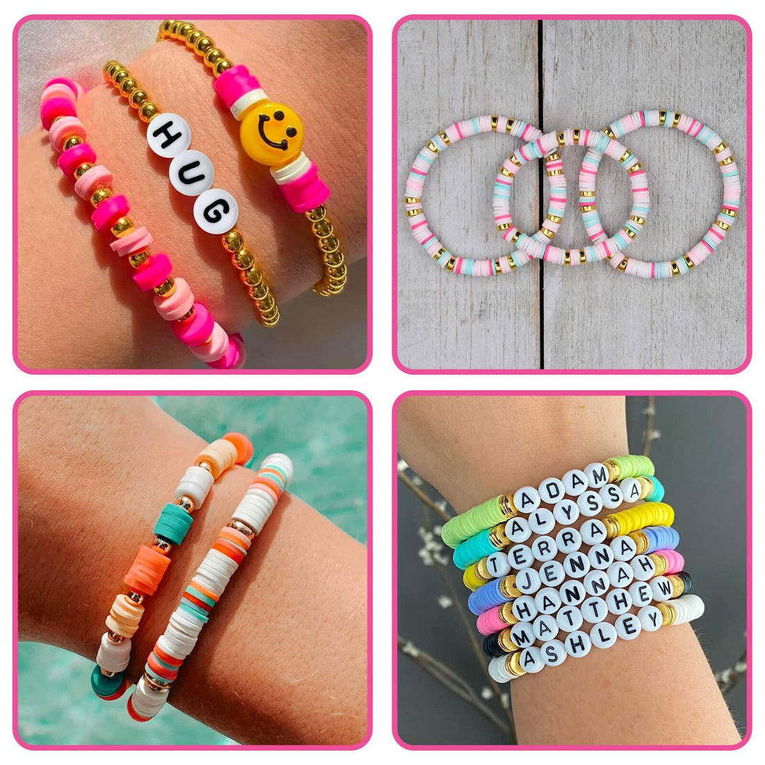 QUEFE 3800pcs Clay Beads Jewelry Making Kit 6mm 16 Colors Letter Beads