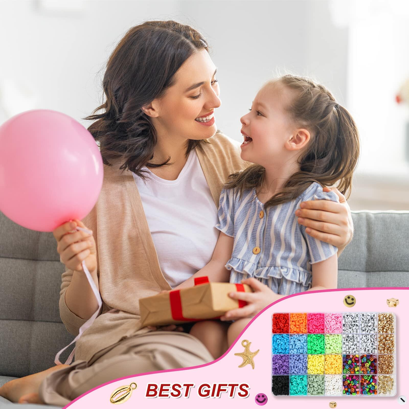 QUEFE 3800pcs Clay Beads Jewelry Making Kit 6mm 16 Colors Letter Beads