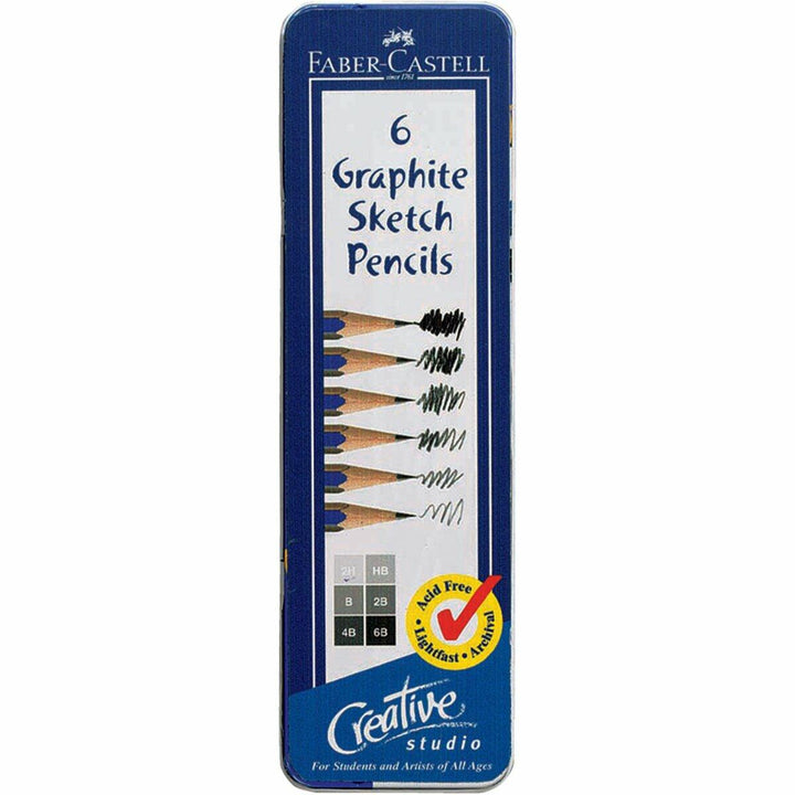 Creative Studio Graphite Sketch Pencil Set – 6 Pieces with Tin Case