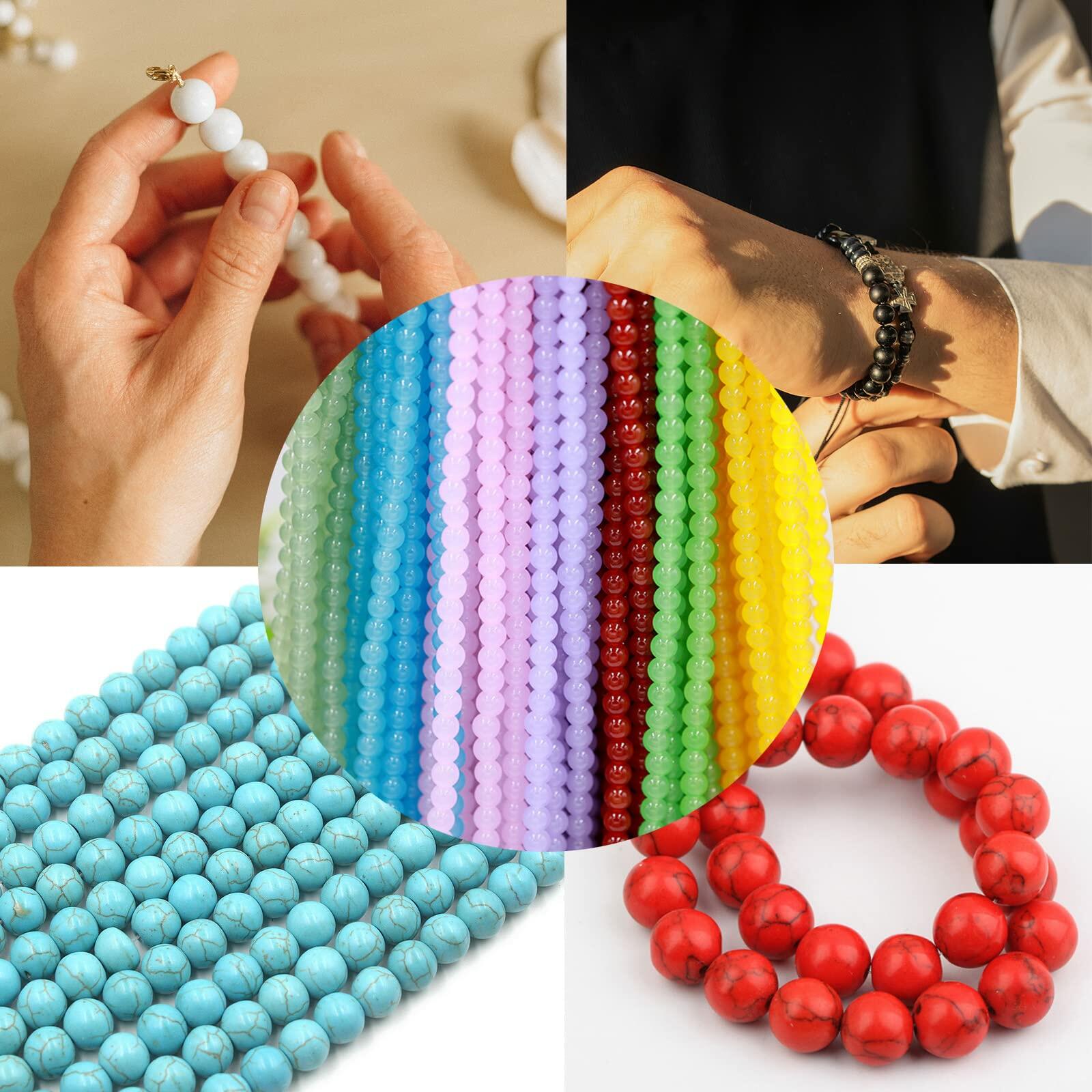 JIYIEW 8mm Glass Beads 24 Colors 575Pcs DIY Jewelry Making Kit Turquoise
