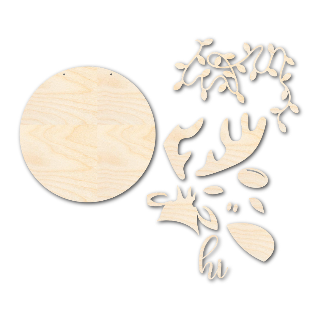 Unfinished Wood Christmas Reindeer Door Sign Kit
