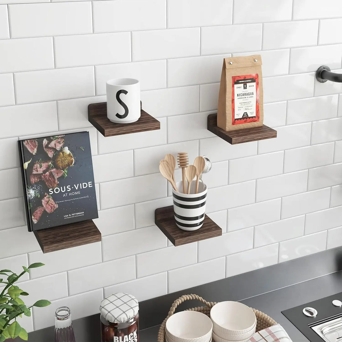 Small Wood Floating Shelves – 4-Pack